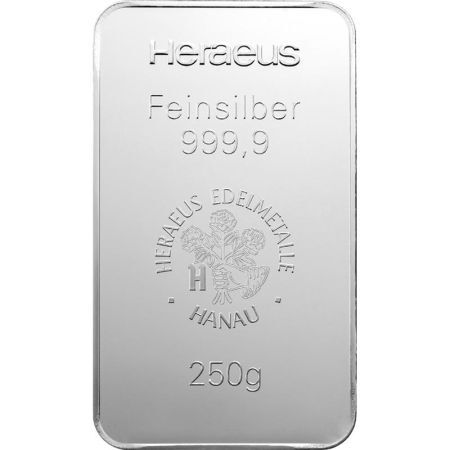 srebrna sztabka 250 g Heraeus